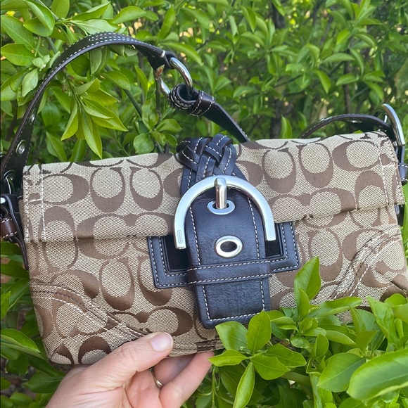 🔥Coach Sufflette Cloth Brown Handbag Hobo L05Q-6280 Y2K vintage purse - Picture 4 of 17